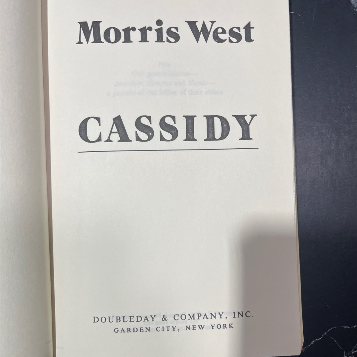 cassidy book, by morris west, 1986 Hardcover image 2