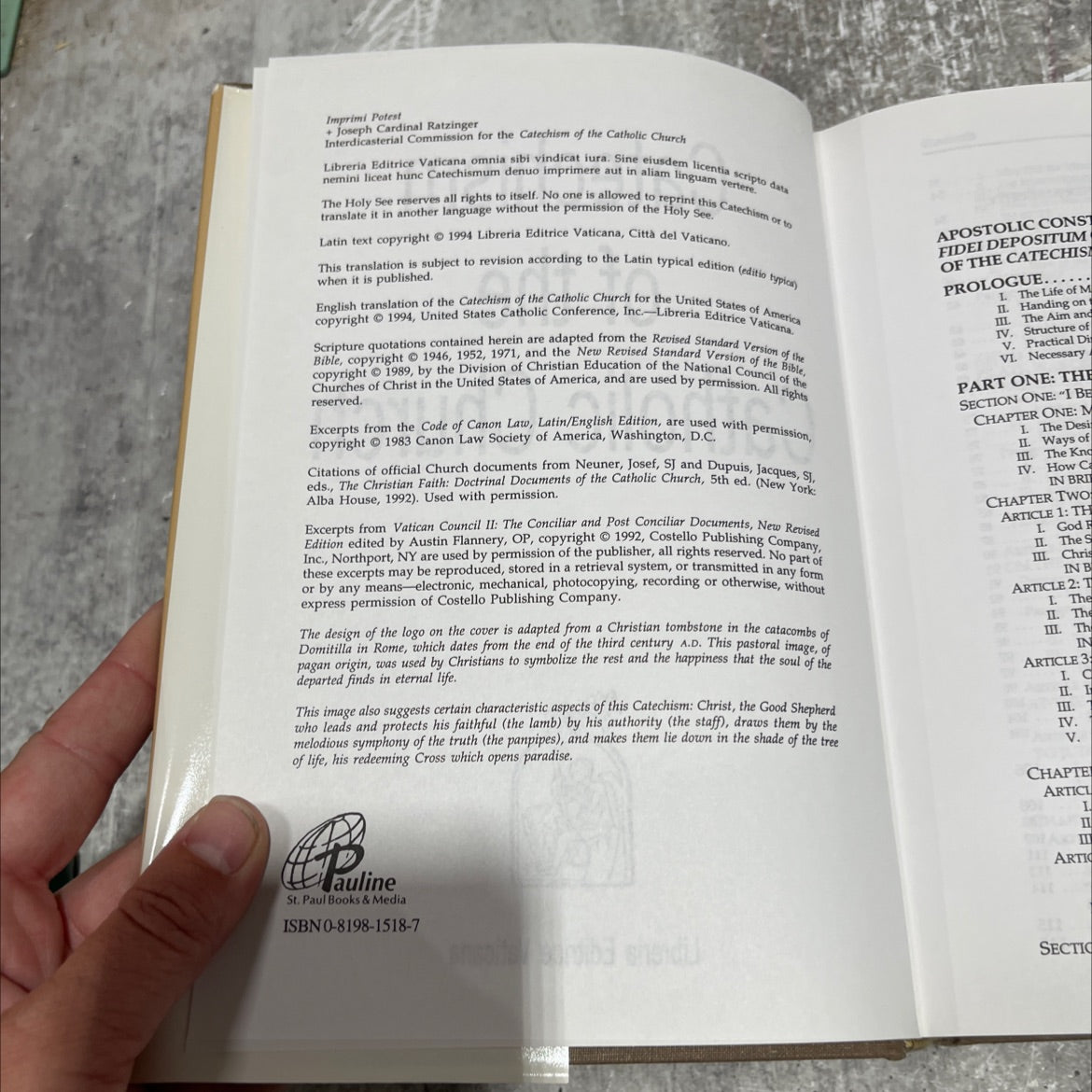 catechism of the catholic church book, by joseph cardinal ratzinger, 1994 Hardcover image 3