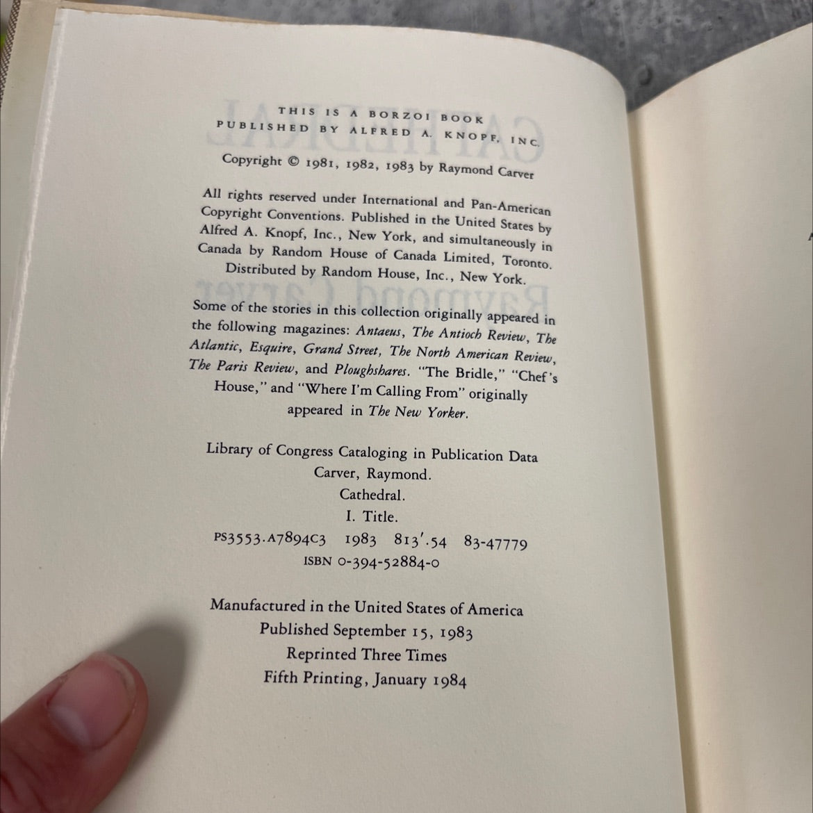 cathedral stories book, by raymond carver, 1984 Hardcover image 3