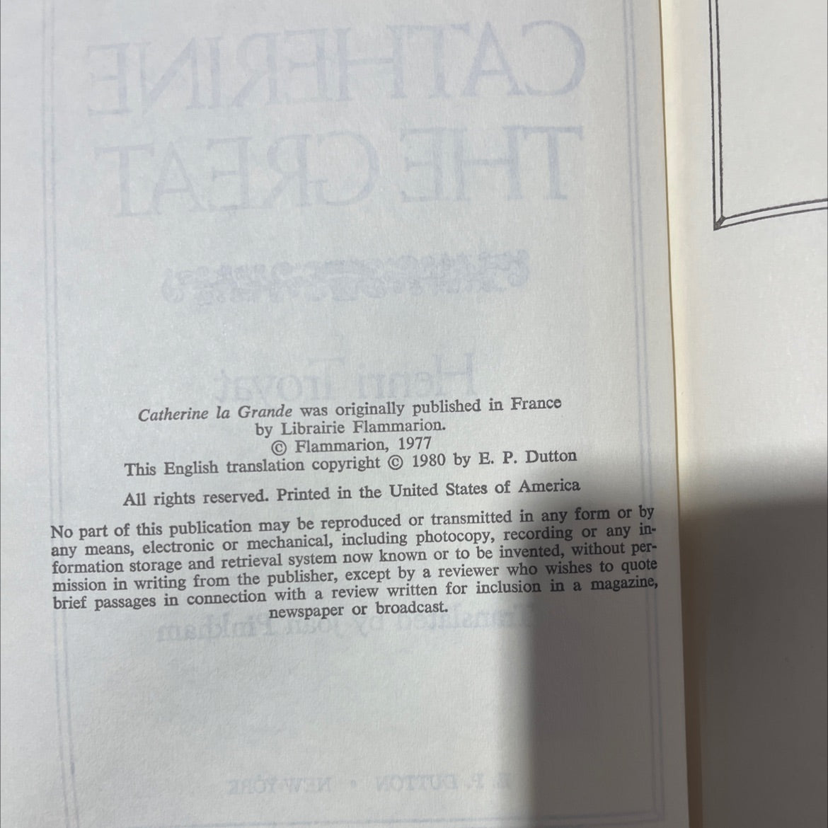 catherine the great book, by henri troyat, 1980 Hardcover image 3