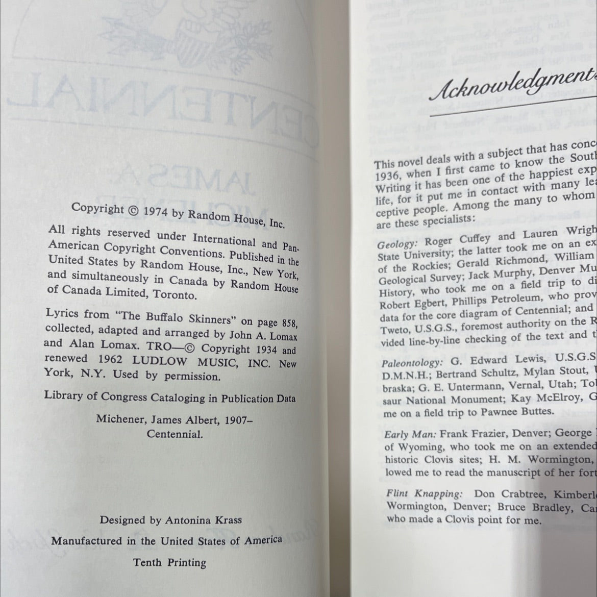 centennial book, by james a. michener, 1974 Hardcover image 3