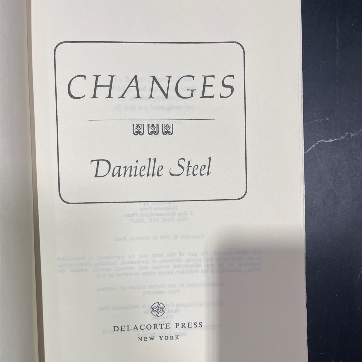 changes book, by danielle steel, 1983 Hardcover image 2