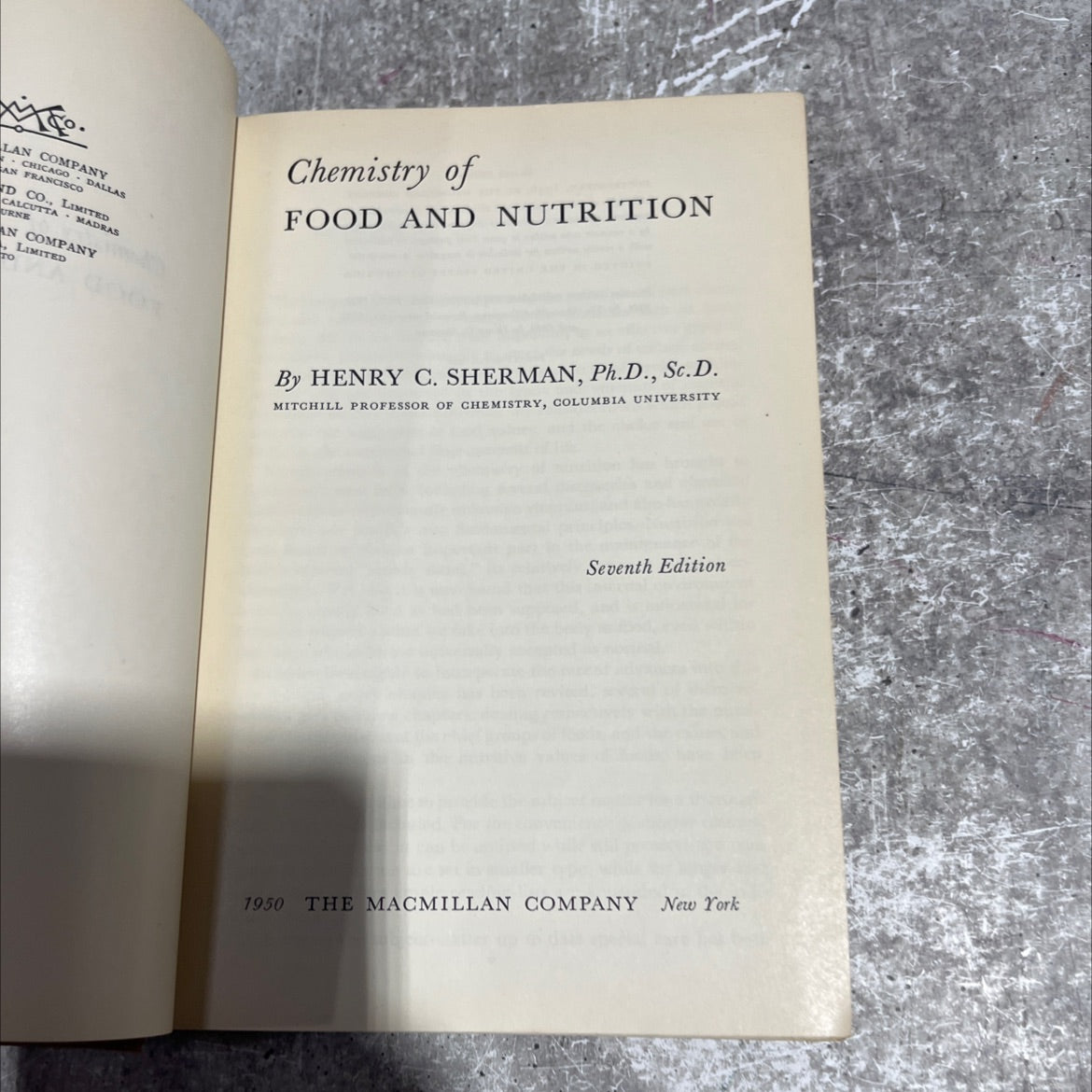 chemistry of food and nutrition book, by henry c. sherman, 1950 Hardcover image 2