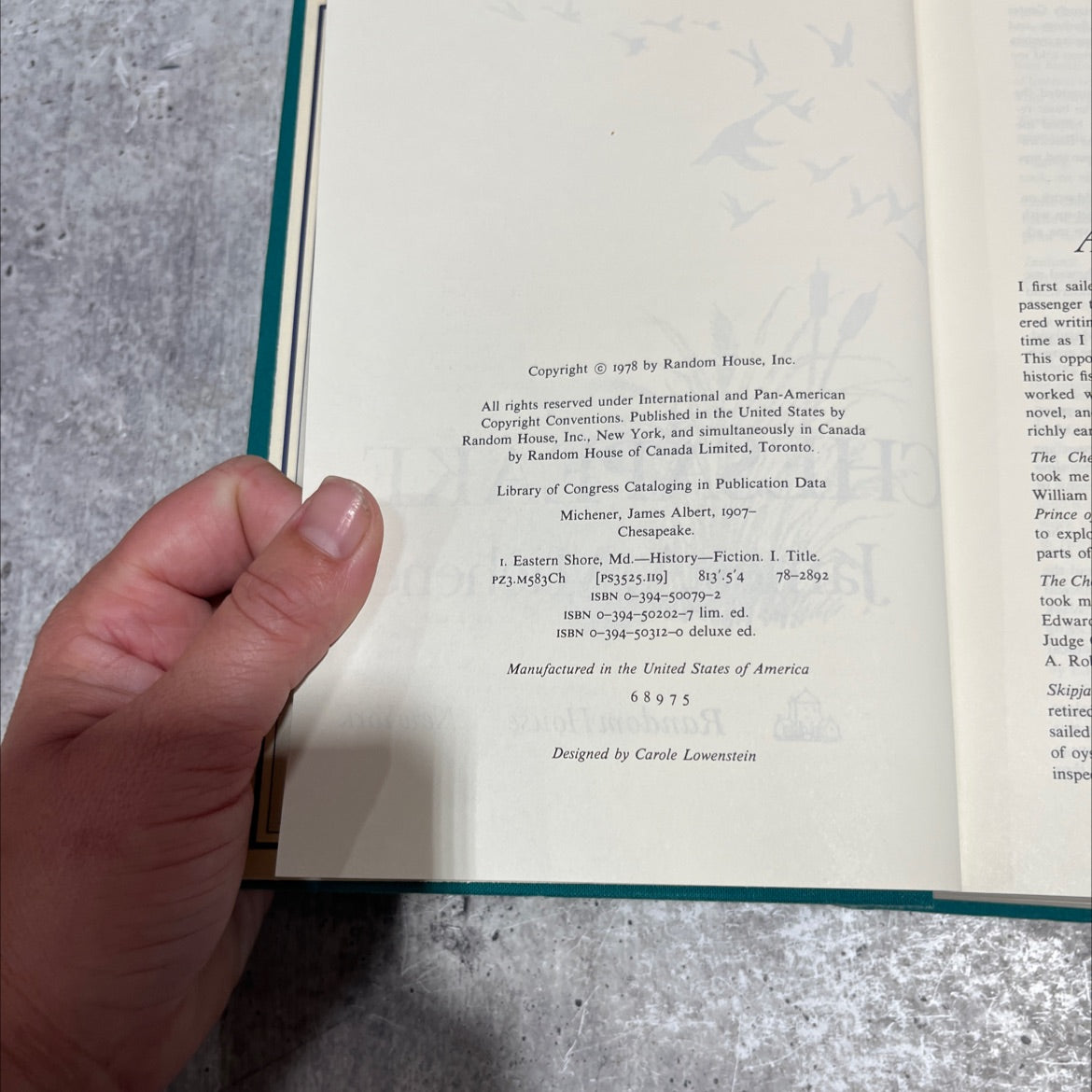 chesapeake book, by james a. michener, 1978 Hardcover image 3