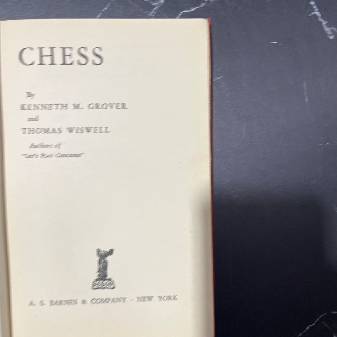 chess book, by kenneth m. grover, thomas wiswell, 1941 Hardcover image 2