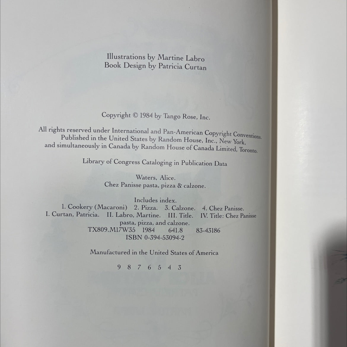 chez panisse pasta pizza & calzone book, by Alice Waters, 1984 Hardcover image 3