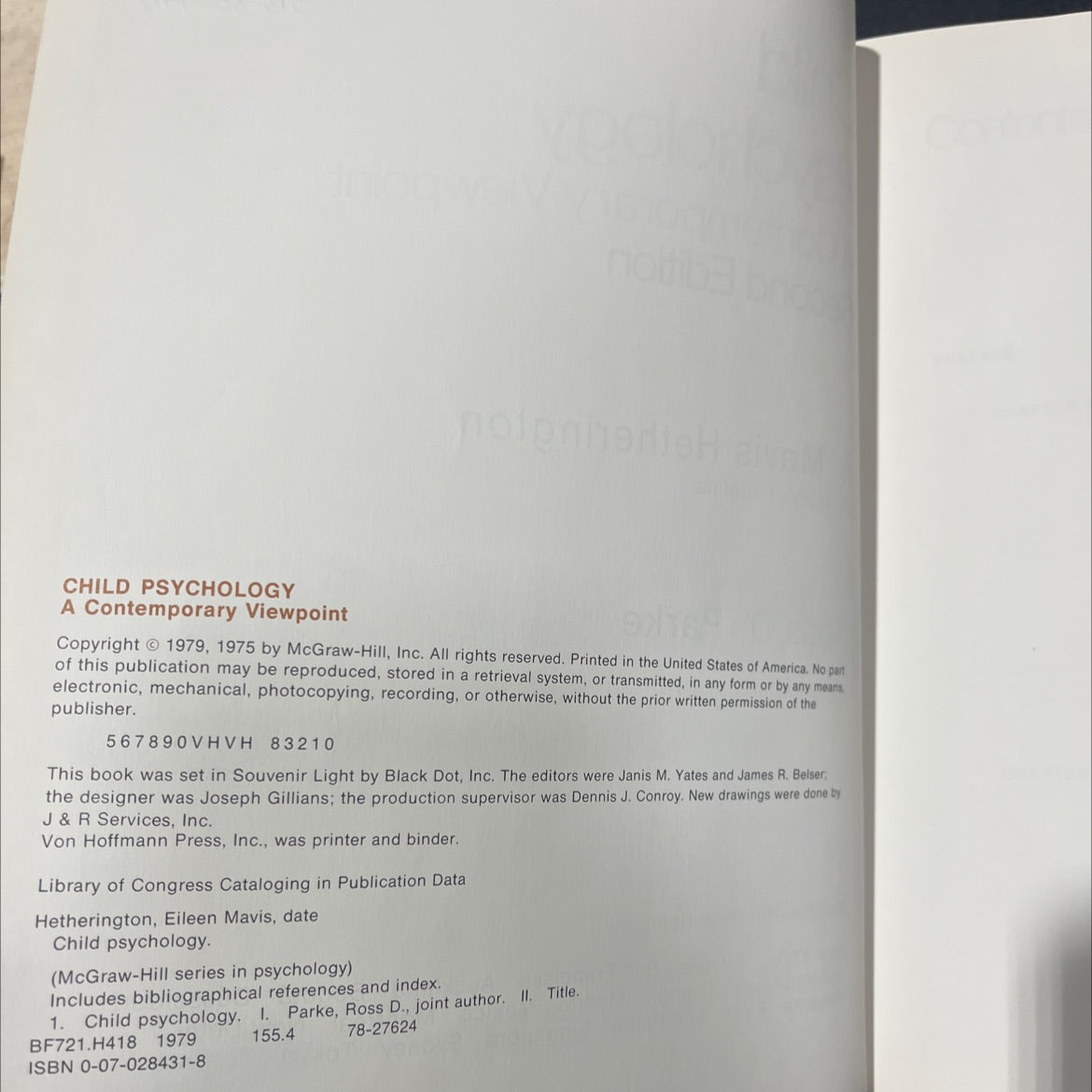 child psychology a contemporary viewpoint book, by e. mavis hetherington, ross d. parke, 1979 Hardcover image 3