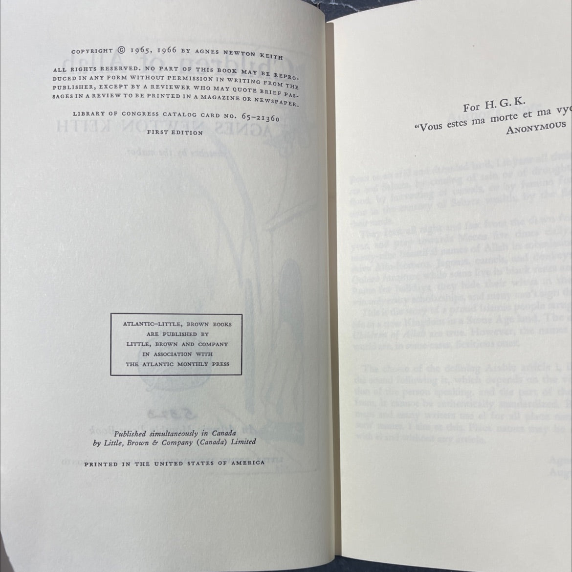 children of allah book, by agnes newton keith, 1966 Hardcover image 3