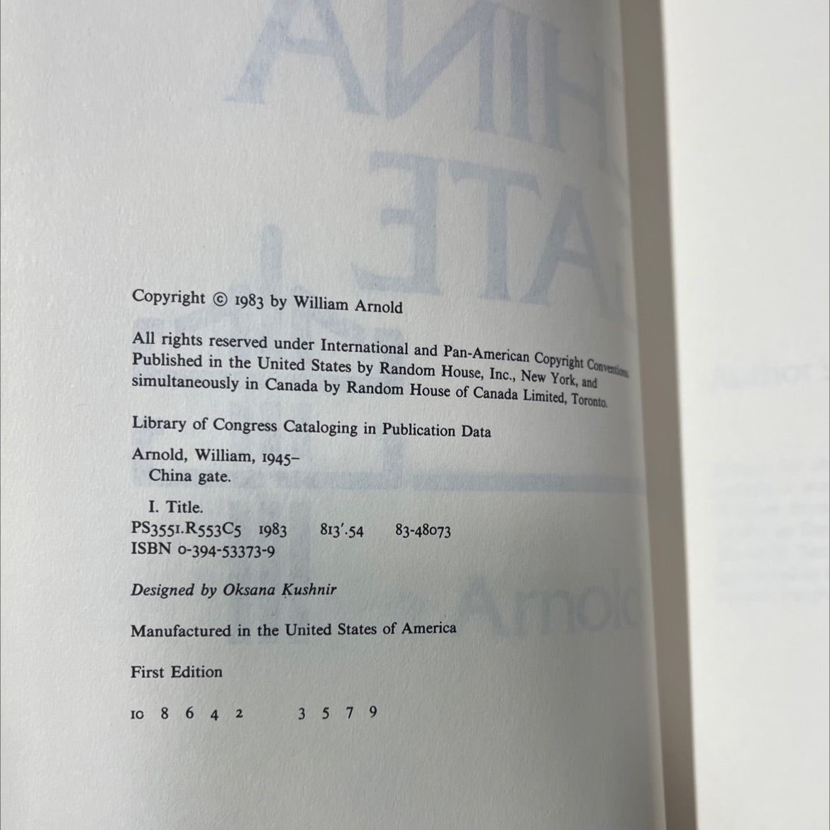 china gate book, by William Arnold, 1983 Hardcover image 3