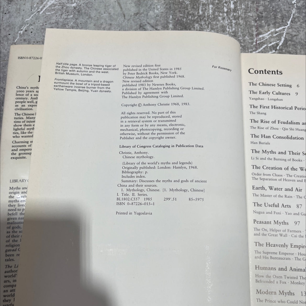 chinese mythology book, by anthony christie, 1985 Hardcover image 3