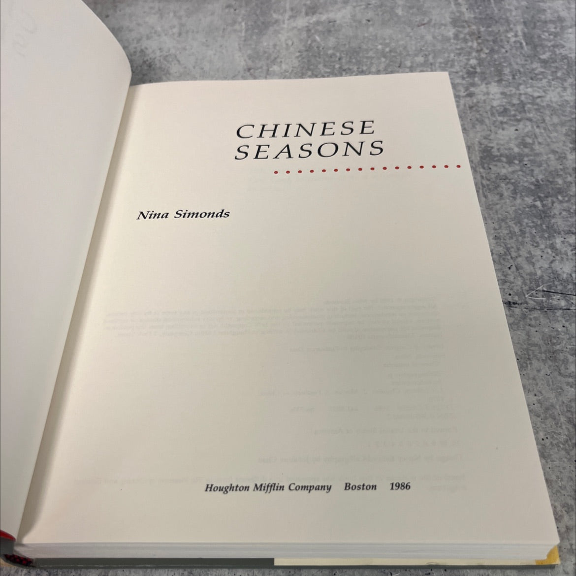 chinese seasons book, by nina simonds, 1986 Hardcover image 2