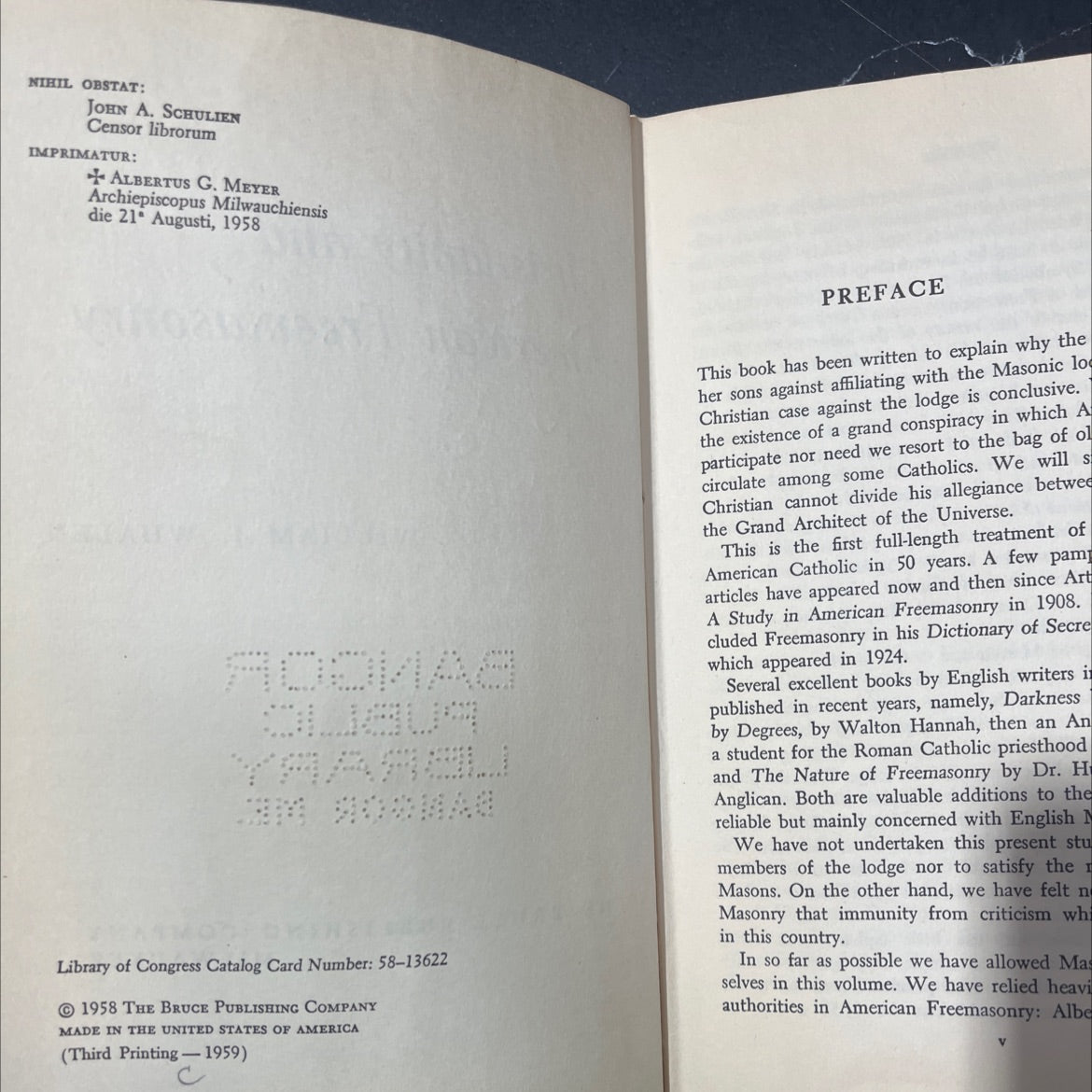 christianity and american freemasonry book, by william j. whalen, 1958 Hardcover image 3