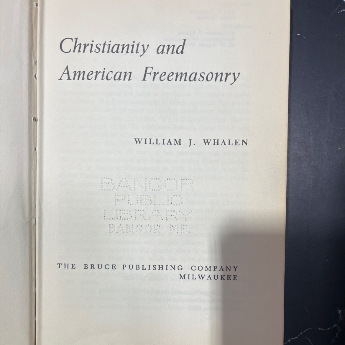 christianity and american freemasonry book, by william j. whalen, 1958 Hardcover image 2