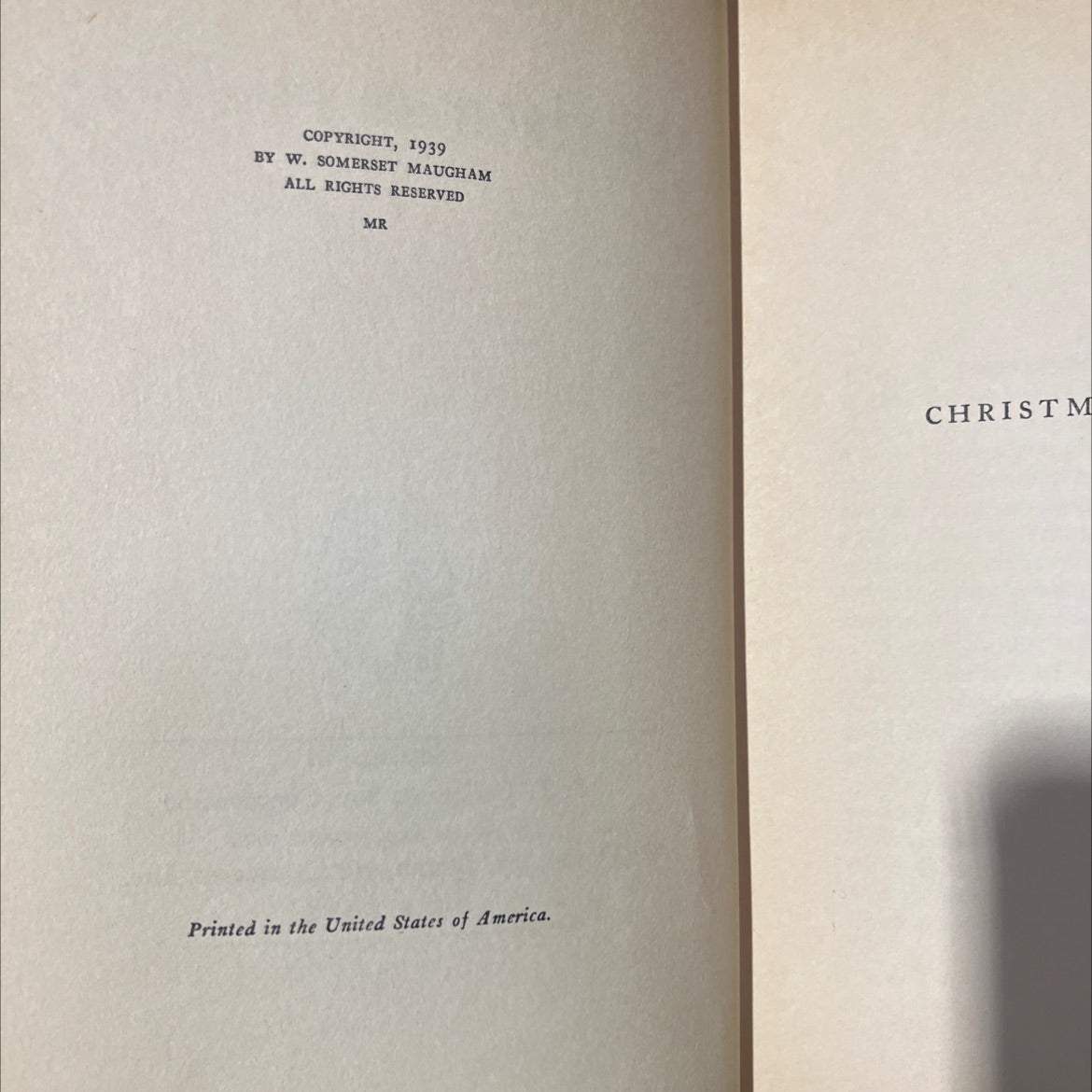 christmas holiday book, by w. somerset maugham, 1939 Hardcover image 3