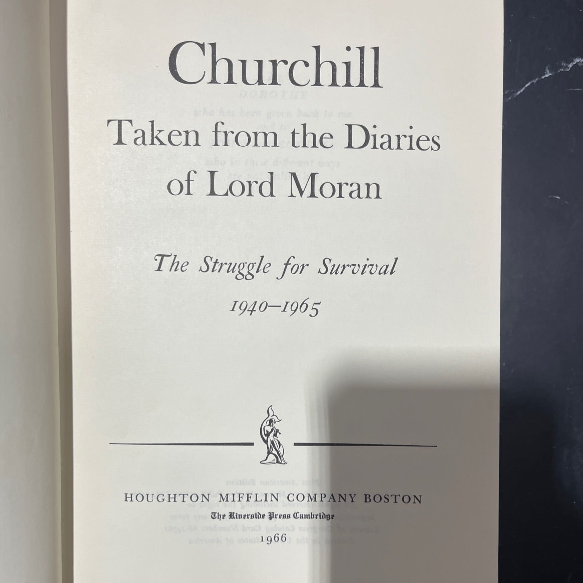 churchill taken from the diaries of lord moran the struggle for survival 1940-1965 book, by Lord Moran, 1966 Hardcover image 2