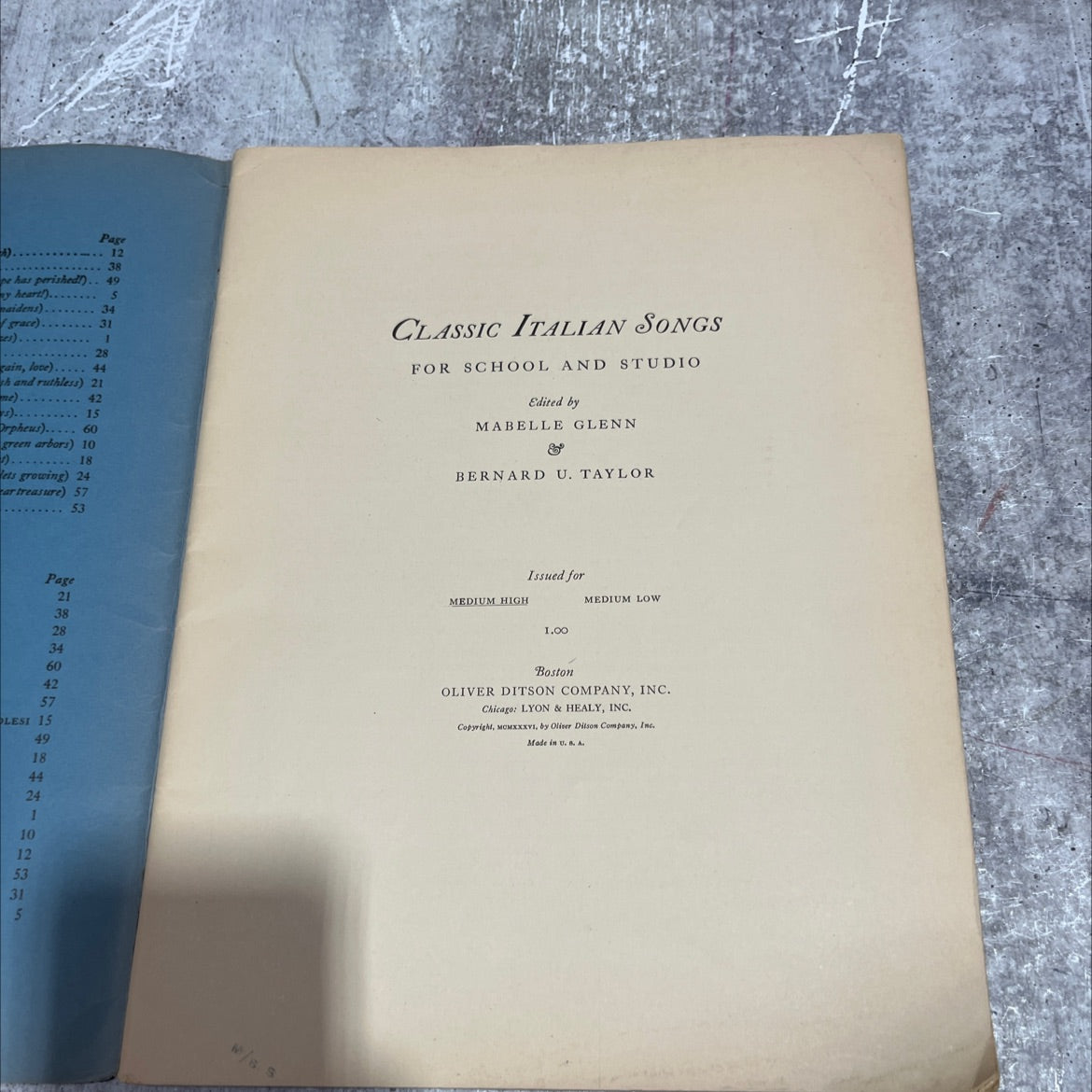 classic italian songs for school and studio book, by mabelle glenn, bernard u. taylor, 1936 Paperback image 3