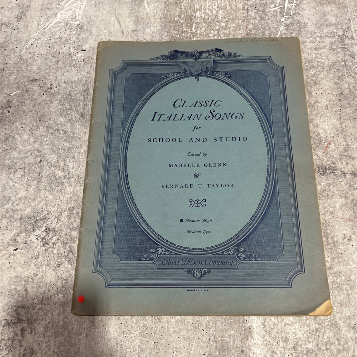classic italian songs for school and studio book, by mabelle glenn, bernard u. taylor, 1936 Paperback image 1
