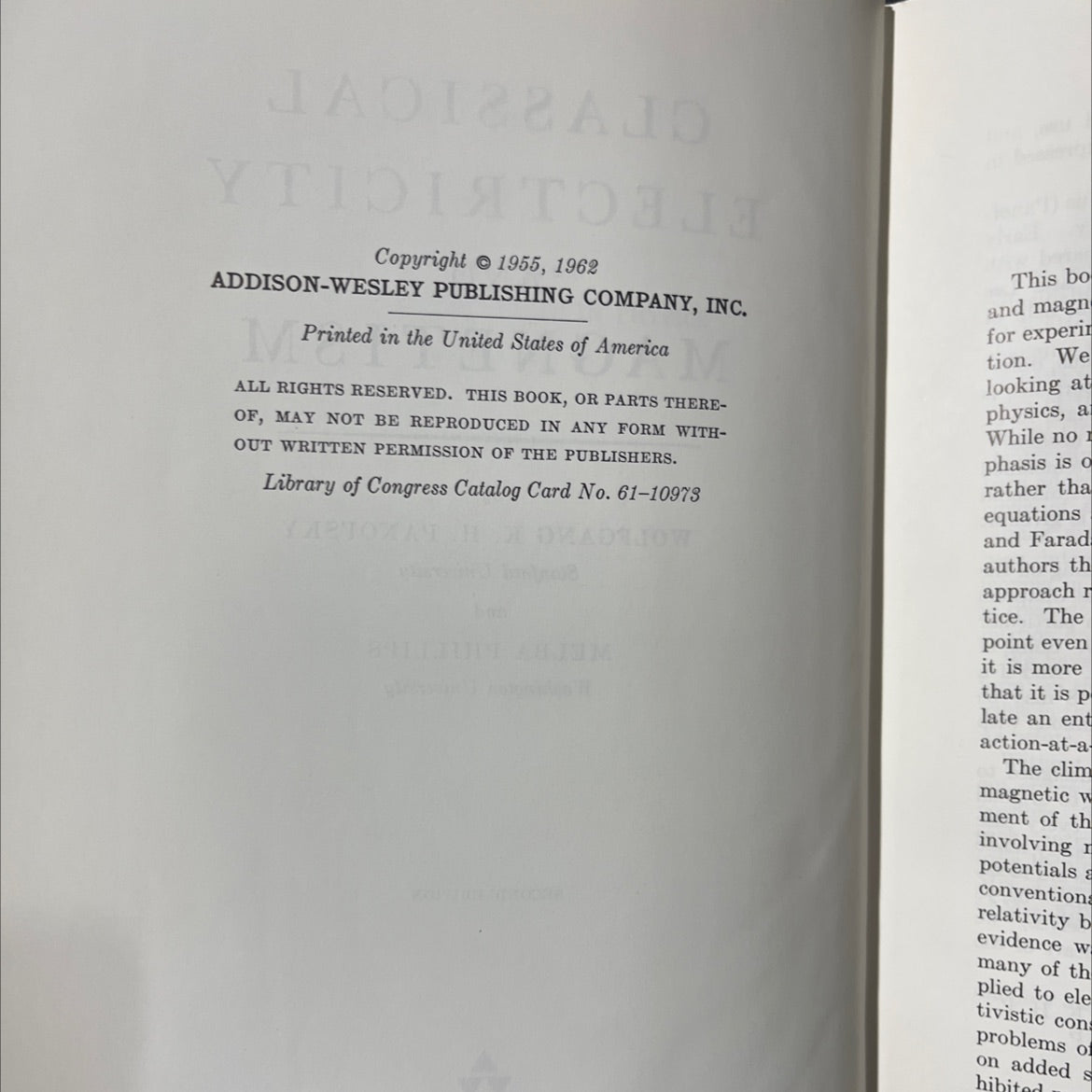 classical electricity and magnetism book, by wolfgang k. h. panofsky, melba phillips, 1962 Hardcover image 3
