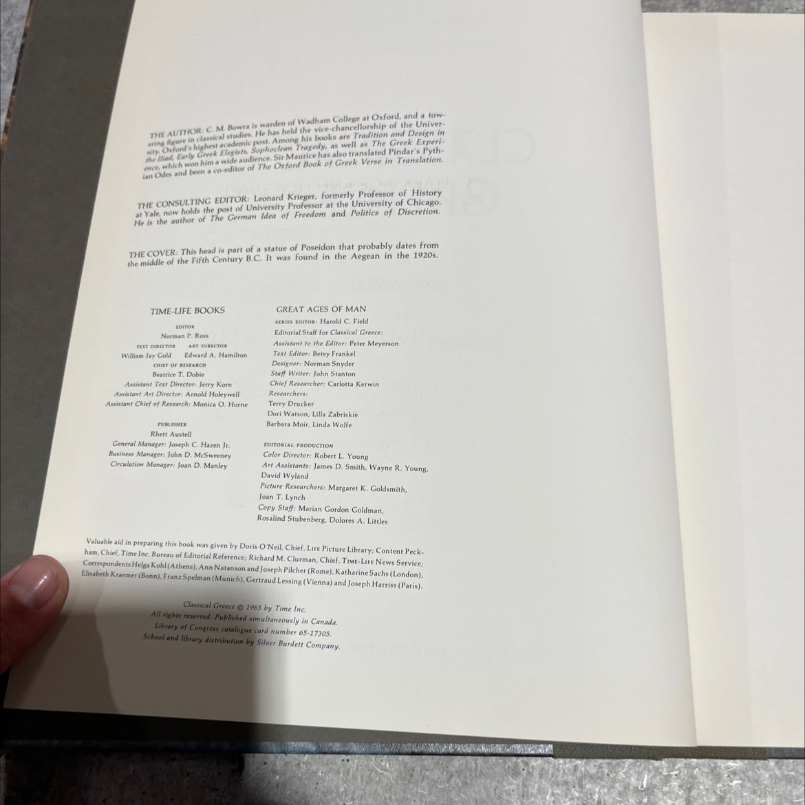 classical greece book, by c. m. bowra, 1965 Hardcover image 3