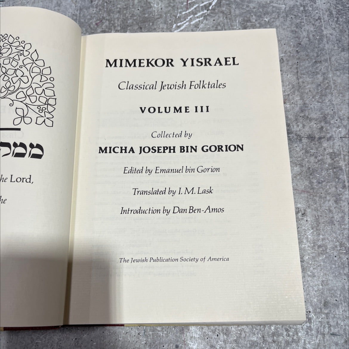 classical jewish folktales volume iii book, by micha joseph bin gorion, 1976 Hardcover image 2