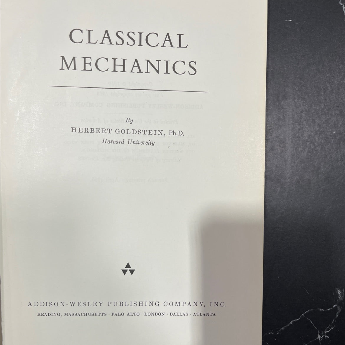 classical mechanics book, by herbert goldstein, 1965 Hardcover image 2