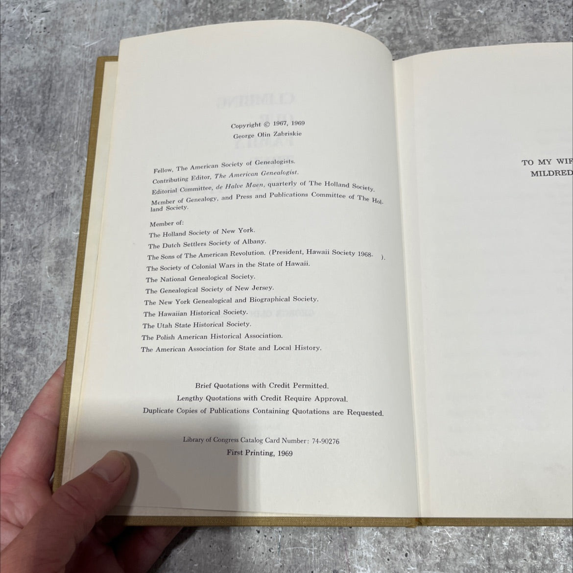 climbing our family tree systematically book, by george olin zabriskie, 1969 Hardcover image 3