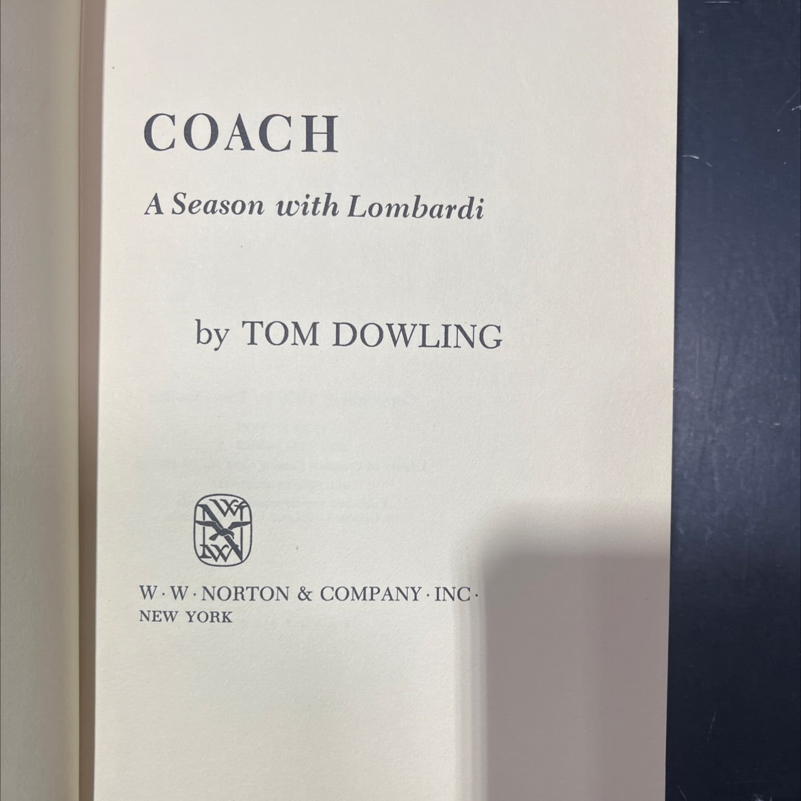 coach a season with lombardi book, by tom dowling, 1970 Hardcover image 2
