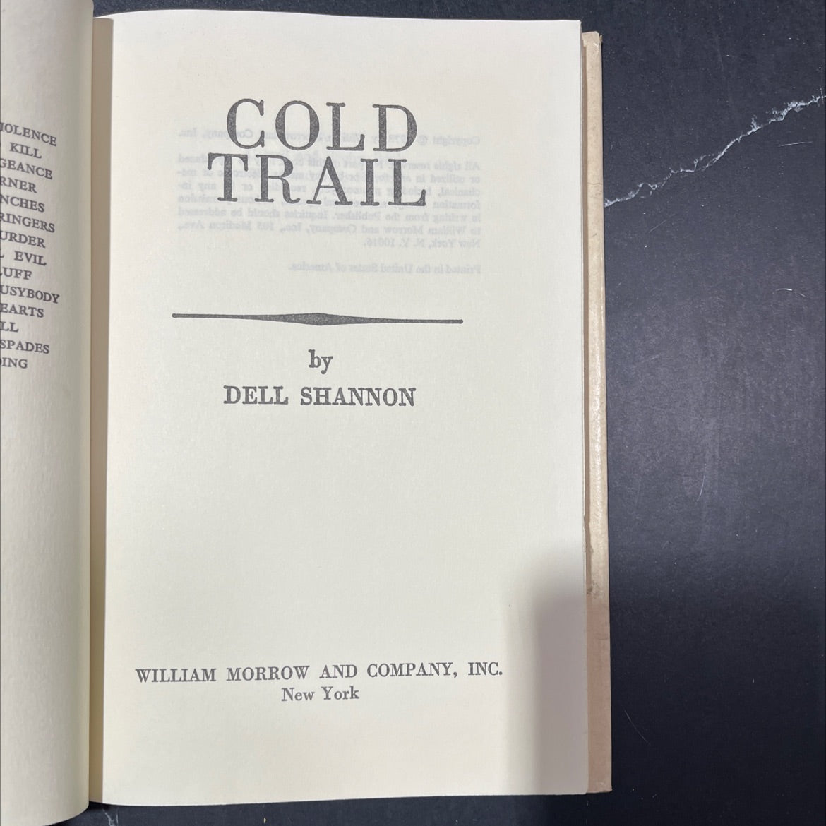 cold trail book, by dell shannon, 1978 Hardcover image 2