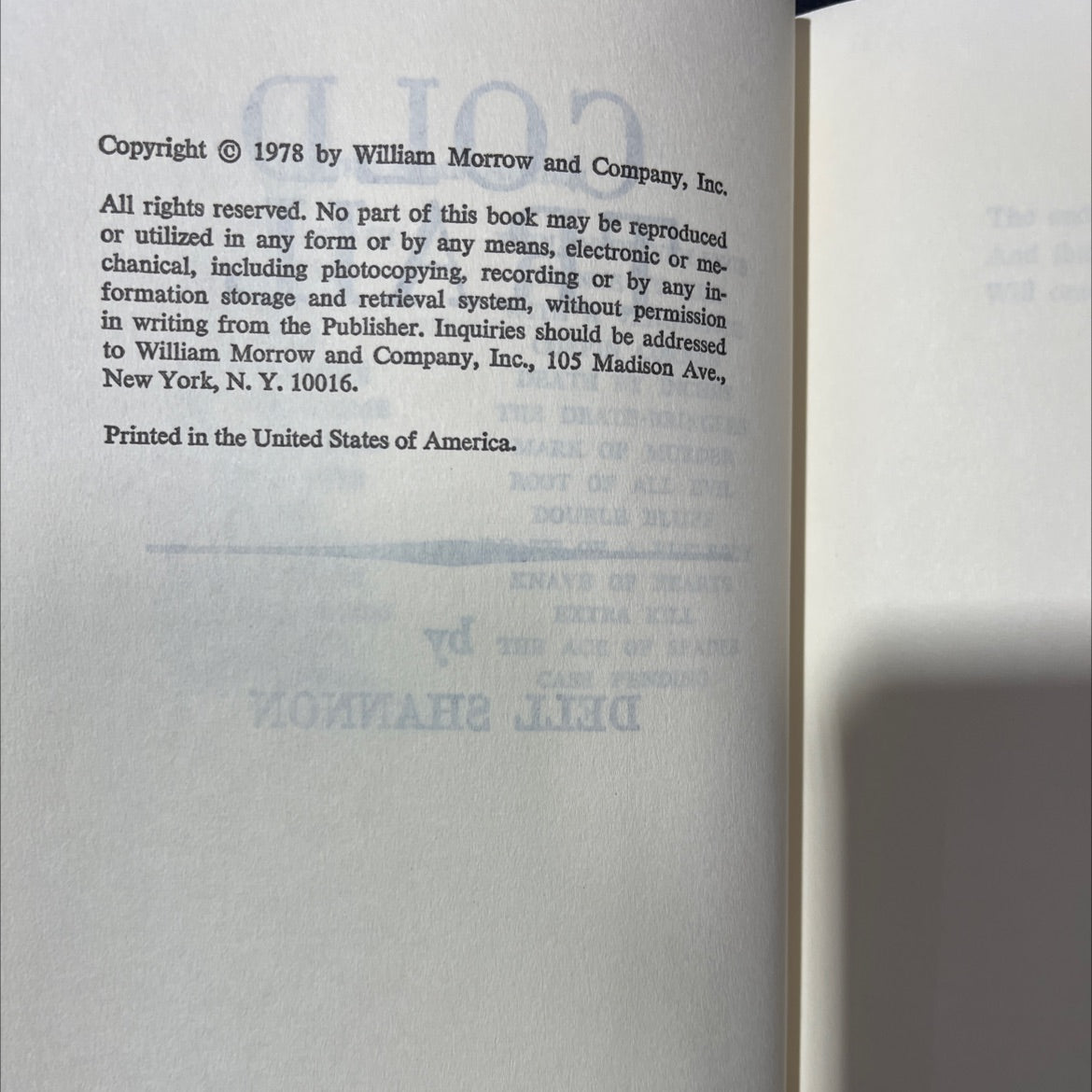 cold trail book, by dell shannon, 1978 Hardcover image 3