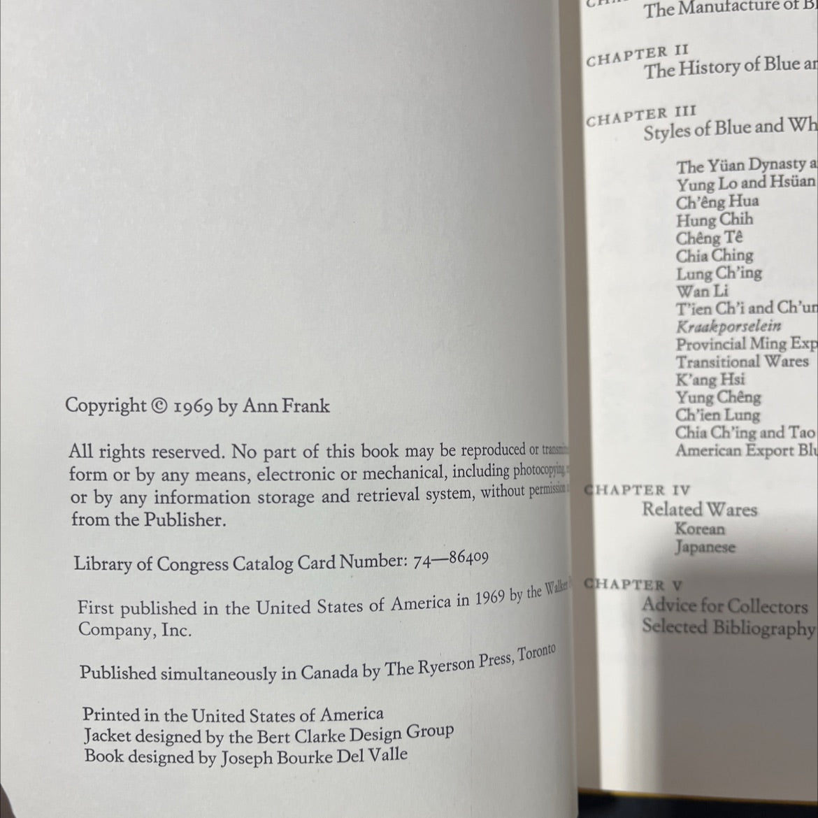 collectors' blue books chinese blue and white book, by ann frank, 1969 Hardcover image 3