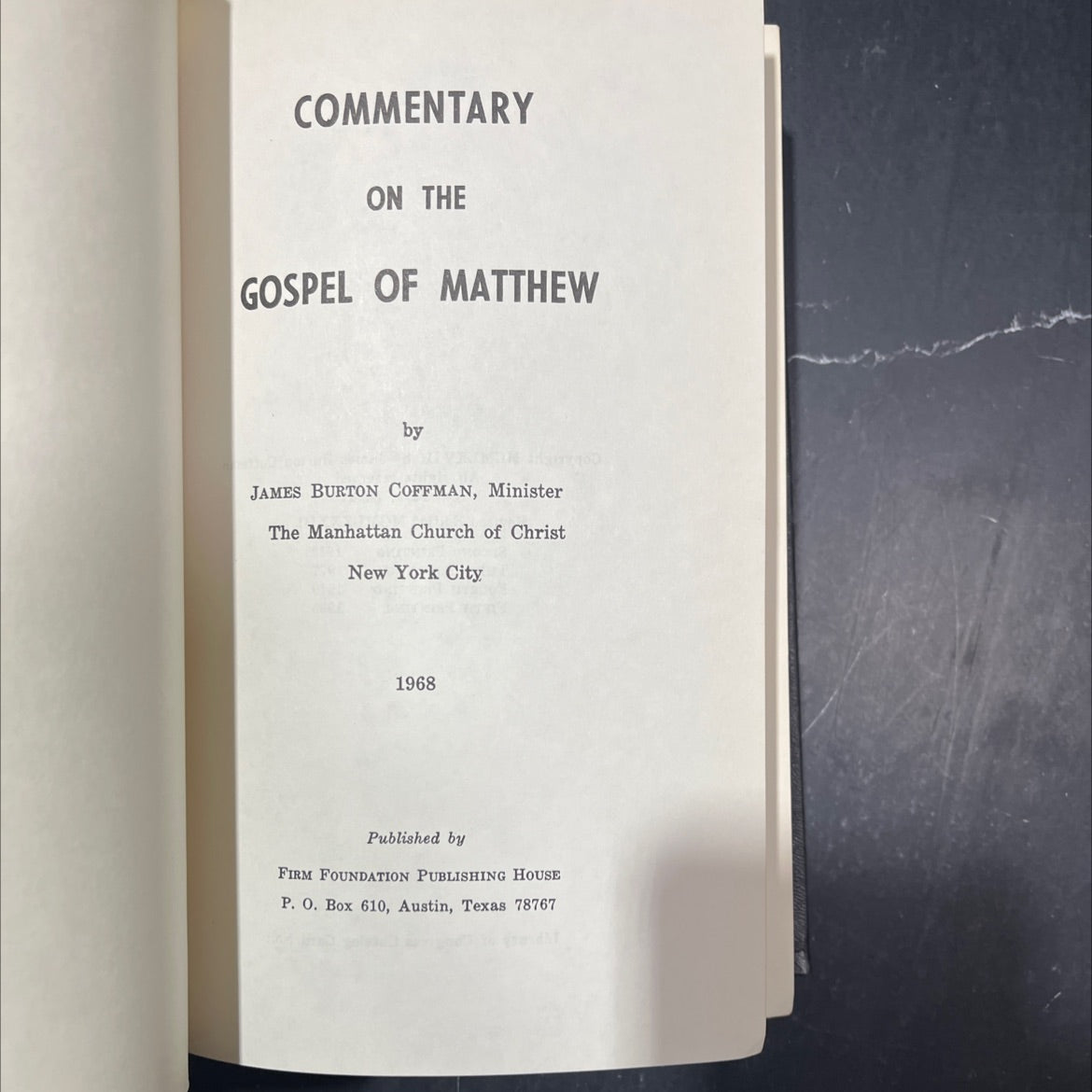 commentary on the gospel of matthew book, by james burton coffman, 1983 Hardcover image 2