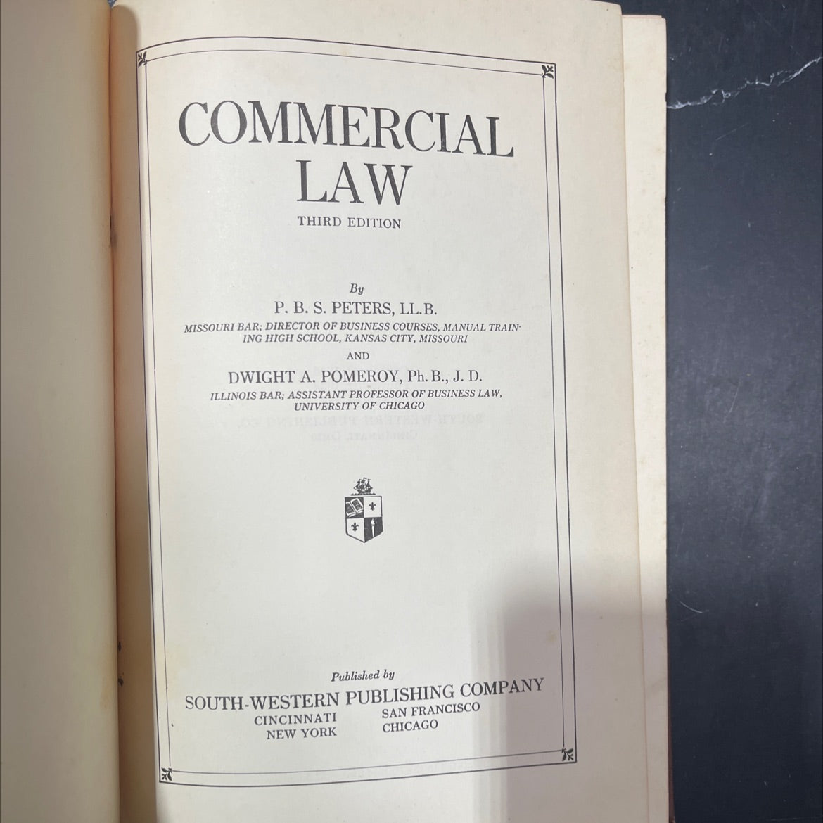 commercial law book, by p. b. s. peters, dwight a. pomeroy, 1932 Hardcover image 2