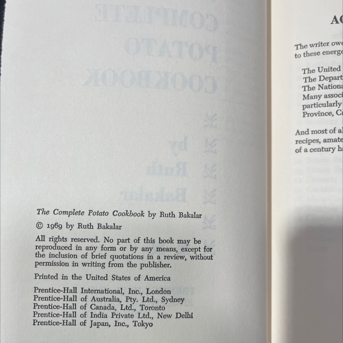 complete potato cookbook book, by Ruth Bakalar, 1969 Hardcover image 3
