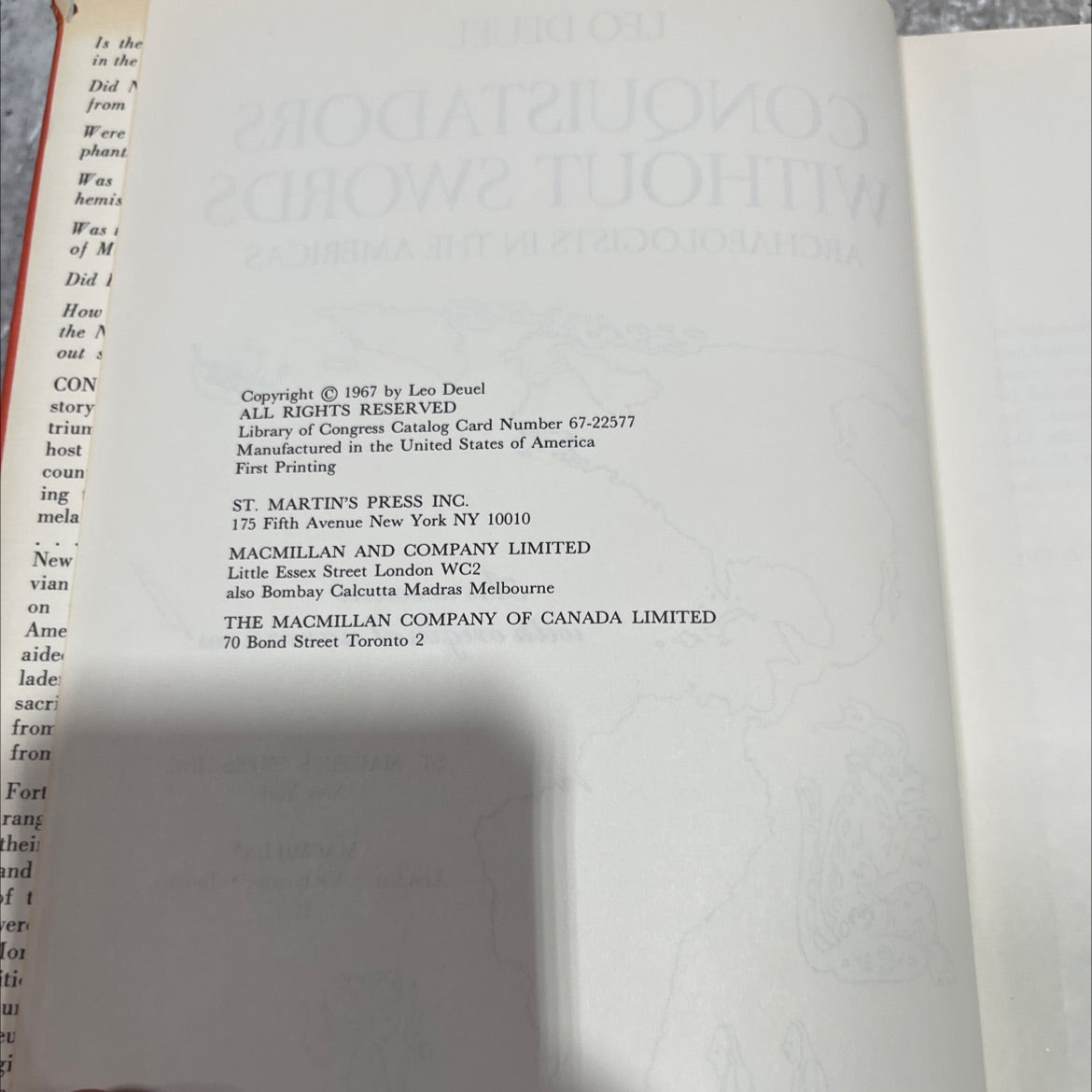 conquistadors without swords archaeologists in the americas book, by leo deuel, 1967 Hardcover image 3