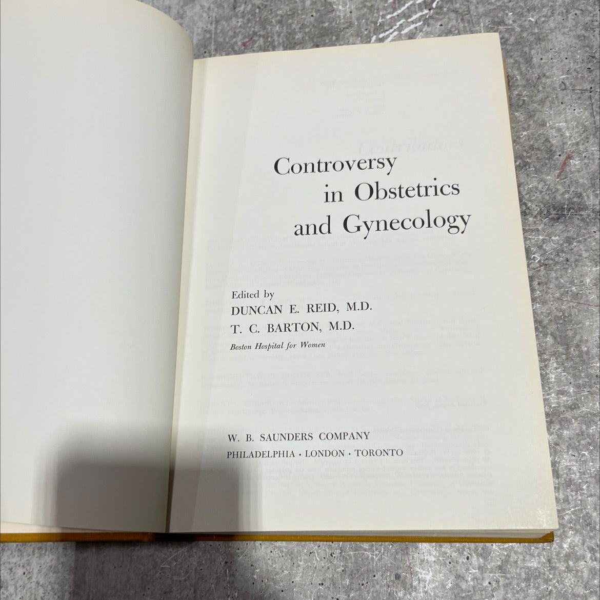 controversy in obstetrics and gynecology book, by duncan e. reid, m.d., t. c. barton, m.d., 1969 Hardcover image 2