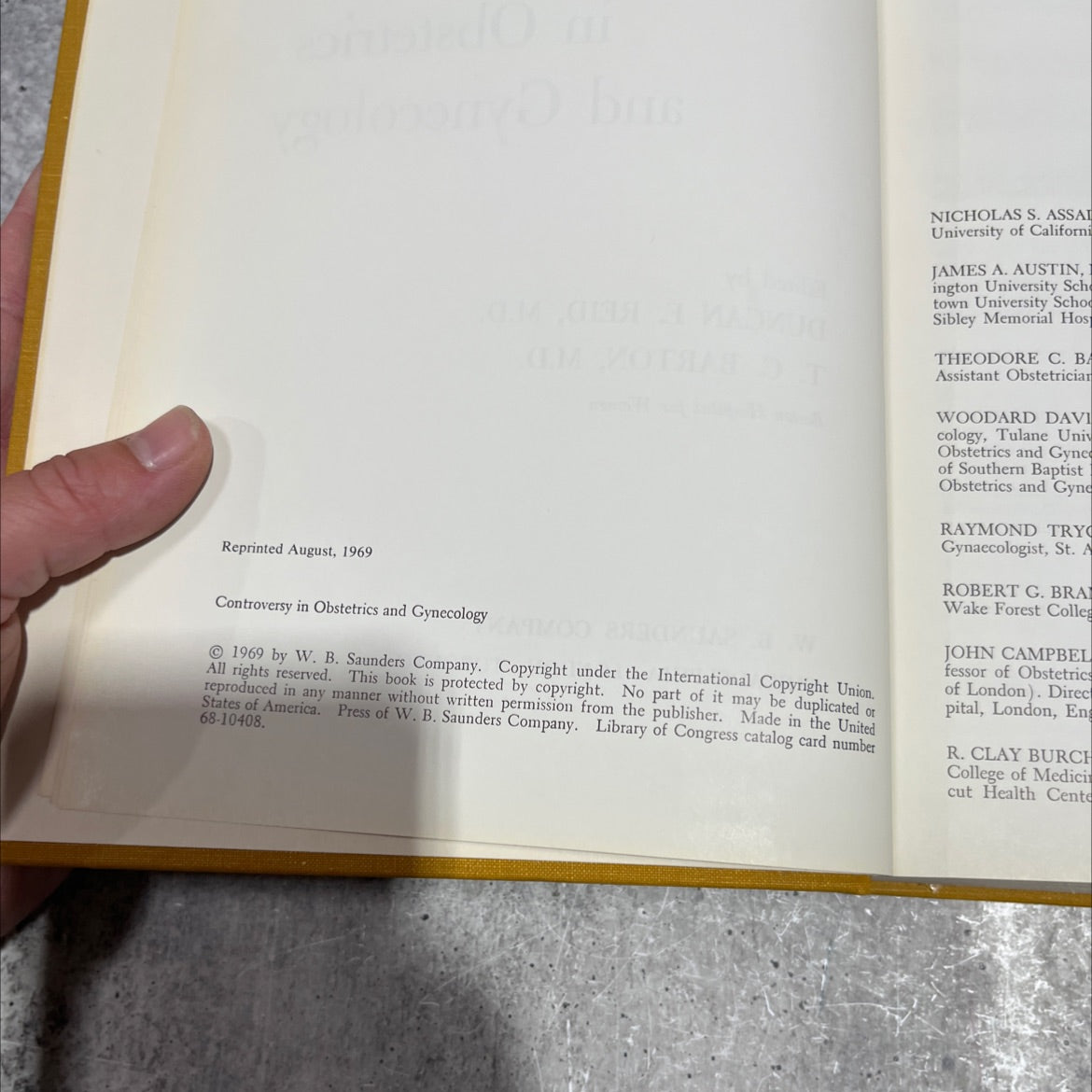 controversy in obstetrics and gynecology book, by duncan e. reid, m.d., t. c. barton, m.d., 1969 Hardcover image 3