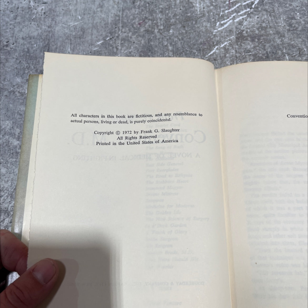 convention, m.d. book, by frank g. slaughter, 1972 Hardcover image 3