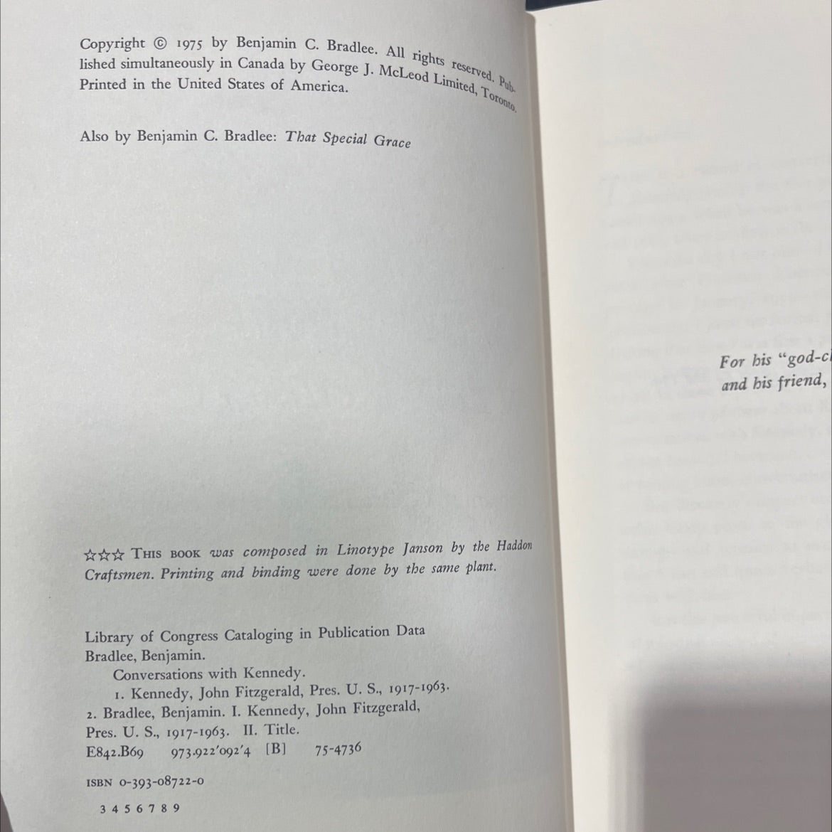 conversations with kennedy book, by Benjamin C. Bradlee, 1975 Hardcover image 3