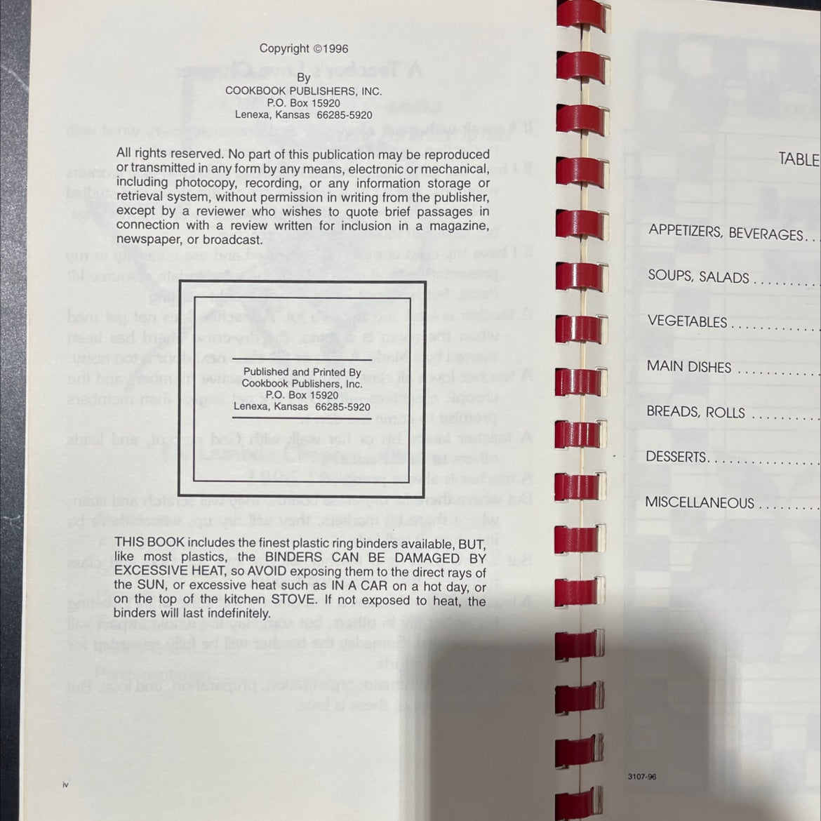 cookbook book, by unknown, 1996 Paperback image 2