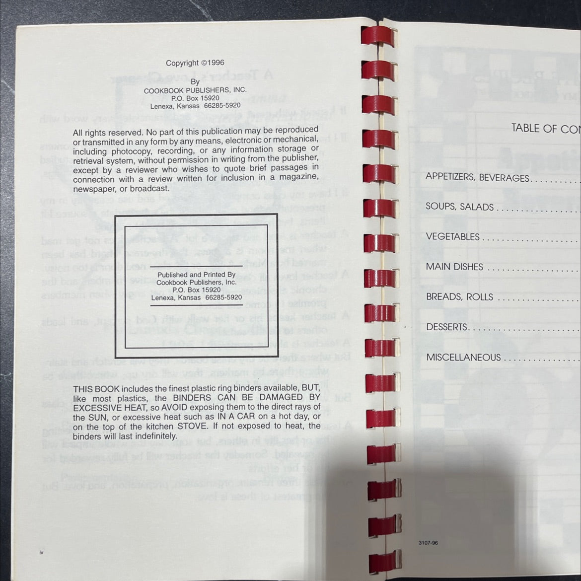 cookbook book, by unknown, 1996 Paperback image 3