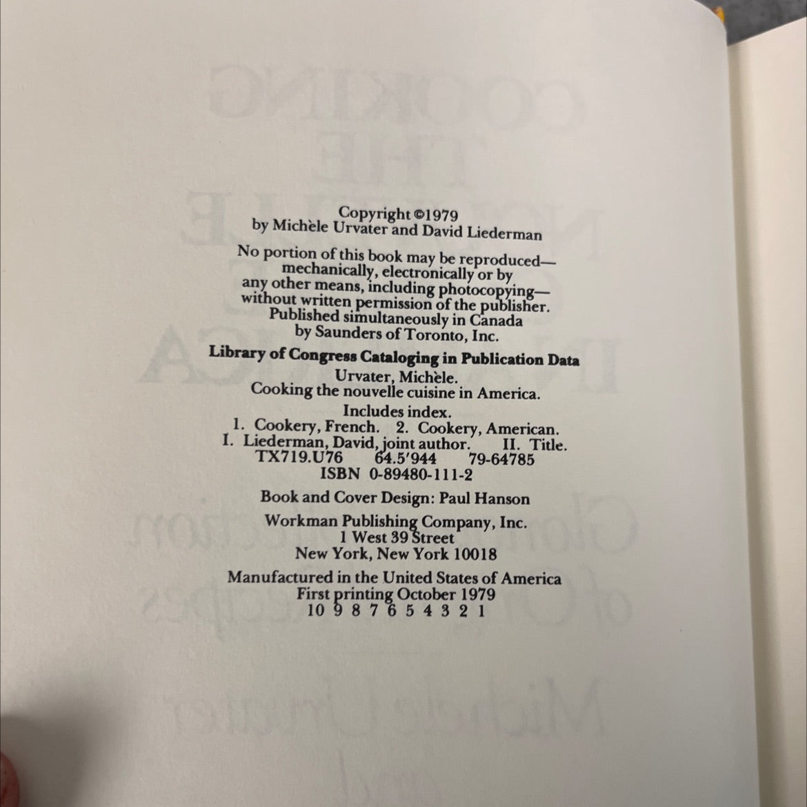 cooking the nouvelle cuisine in america book, by Michèle Urvater and David Liederman, 1979 Hardcover image 3