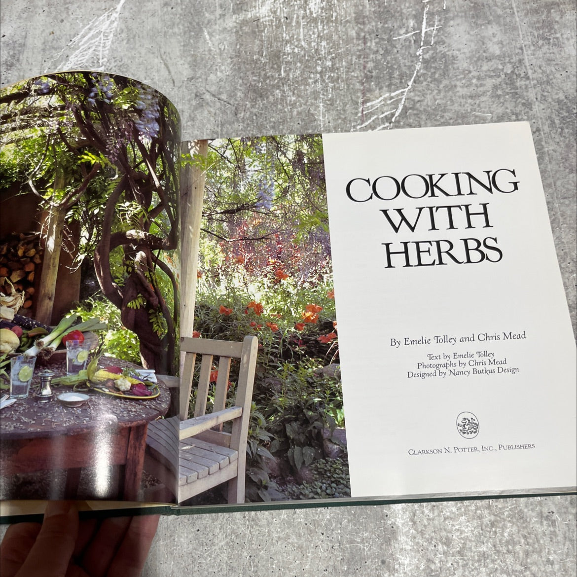 cooking with herbs book, by emelie tolley and chris mead, 1989 Hardcover image 2