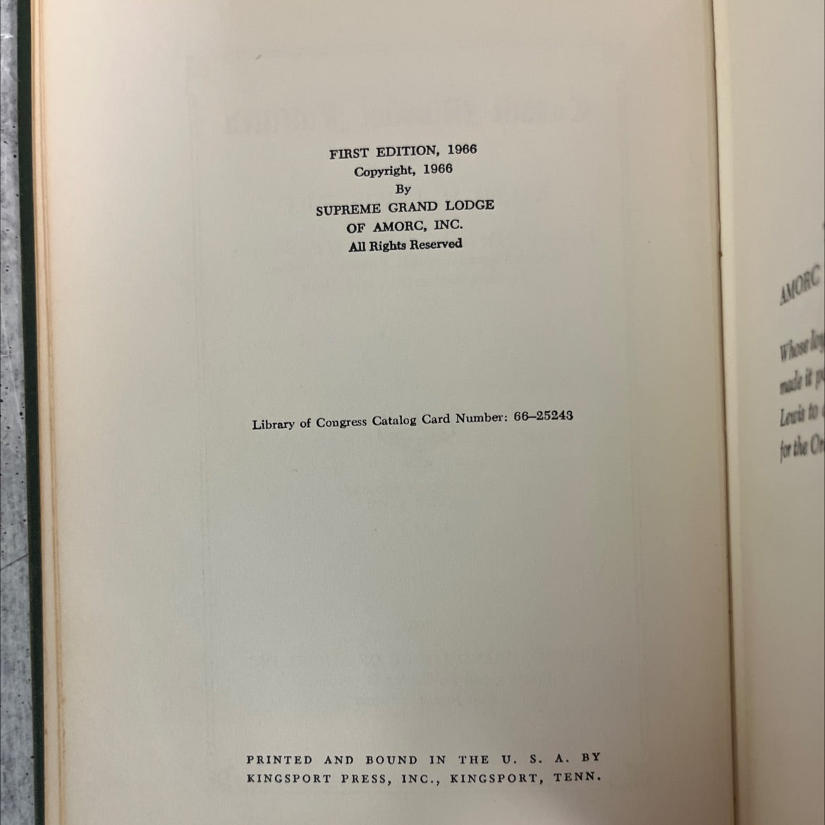 cosmic mission fulfilled book, by ralph m. lewis, 1966 Hardcover image 3