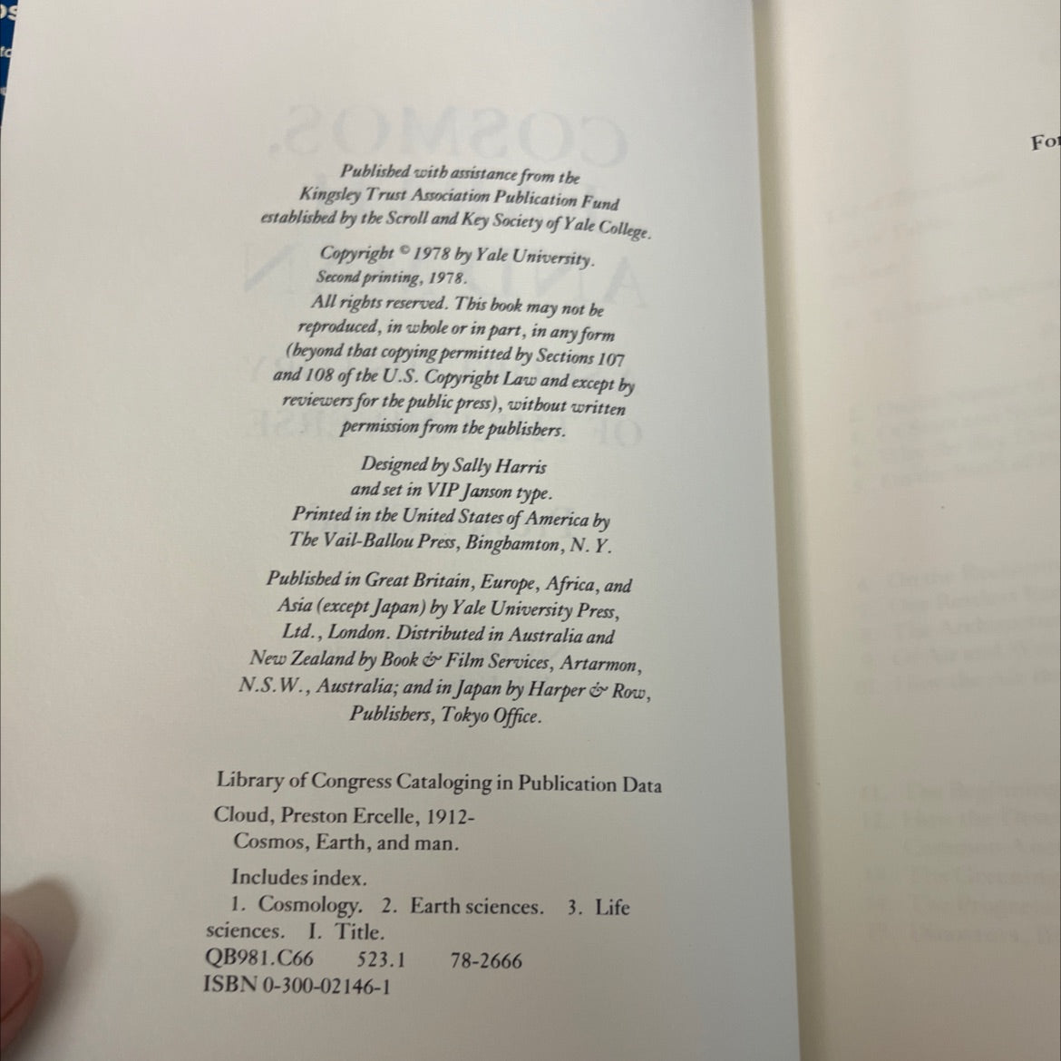 cosmos, earth, and man a short history of the universe book, by preston cloud, 201200 Hardcover image 3
