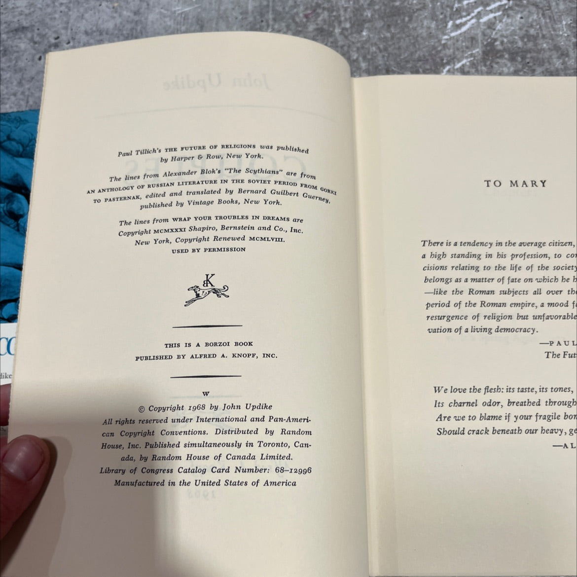 couples book, by john updike, 1968 Hardcover image 3