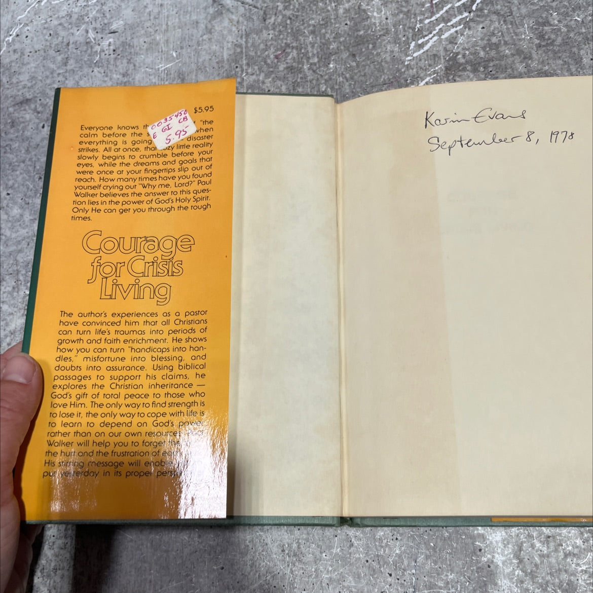 courage for crisis living book, by Paul L. Walker, Ph.D., 1978 Hardcover image 4