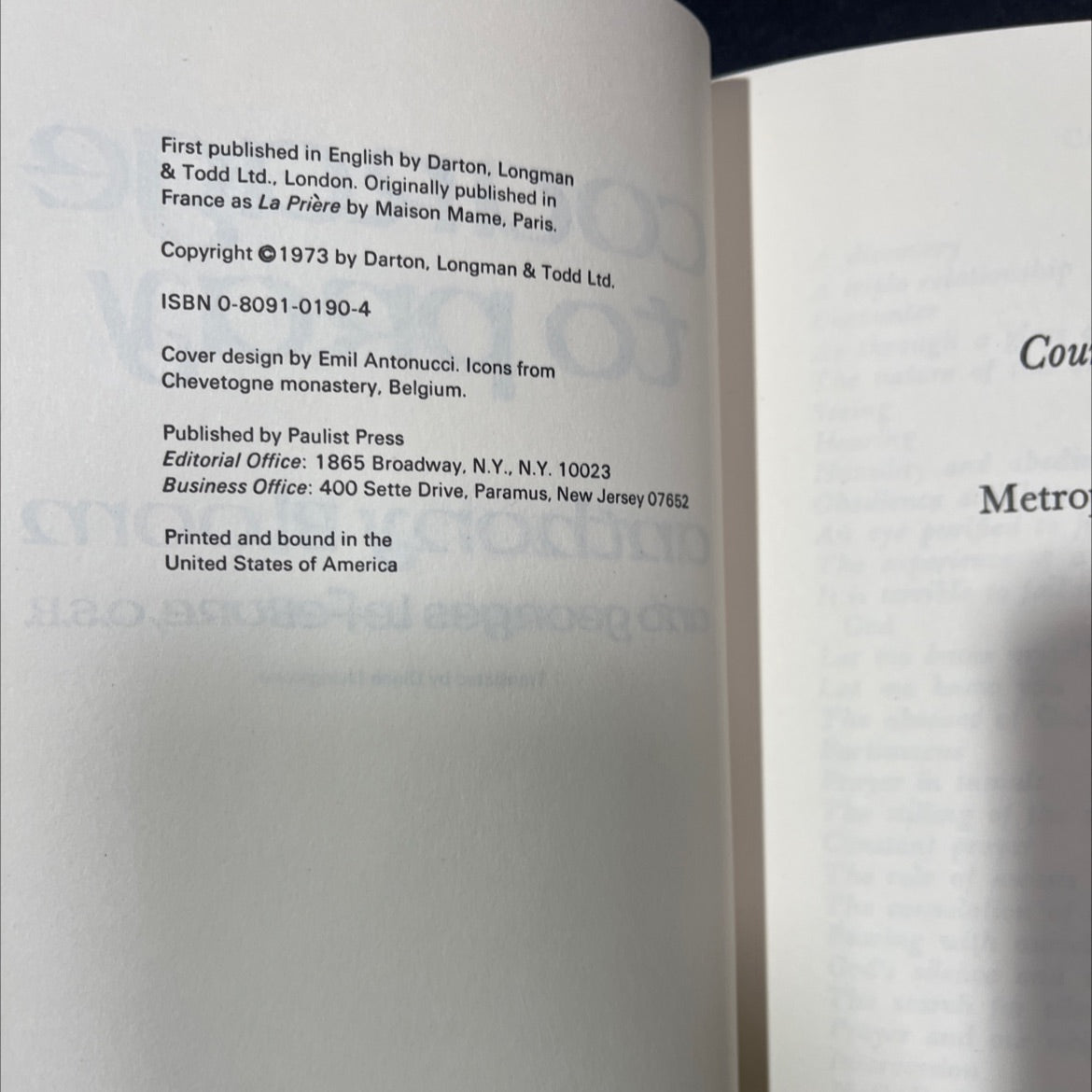 courage to pray book, by anthony bloom and georges lefebvre, o.s.b., 1973 Hardcover image 3