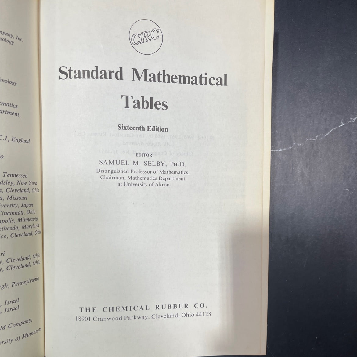 crc standard mathematical tables book, by samuel m. selby, ph.d., 1968 Hardcover image 2