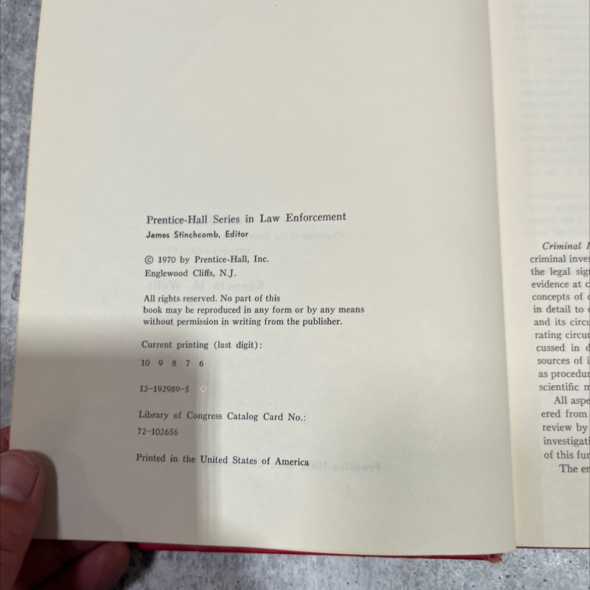 criminal investigation book, by James Stinchcomb, 1970 Hardcover image 3