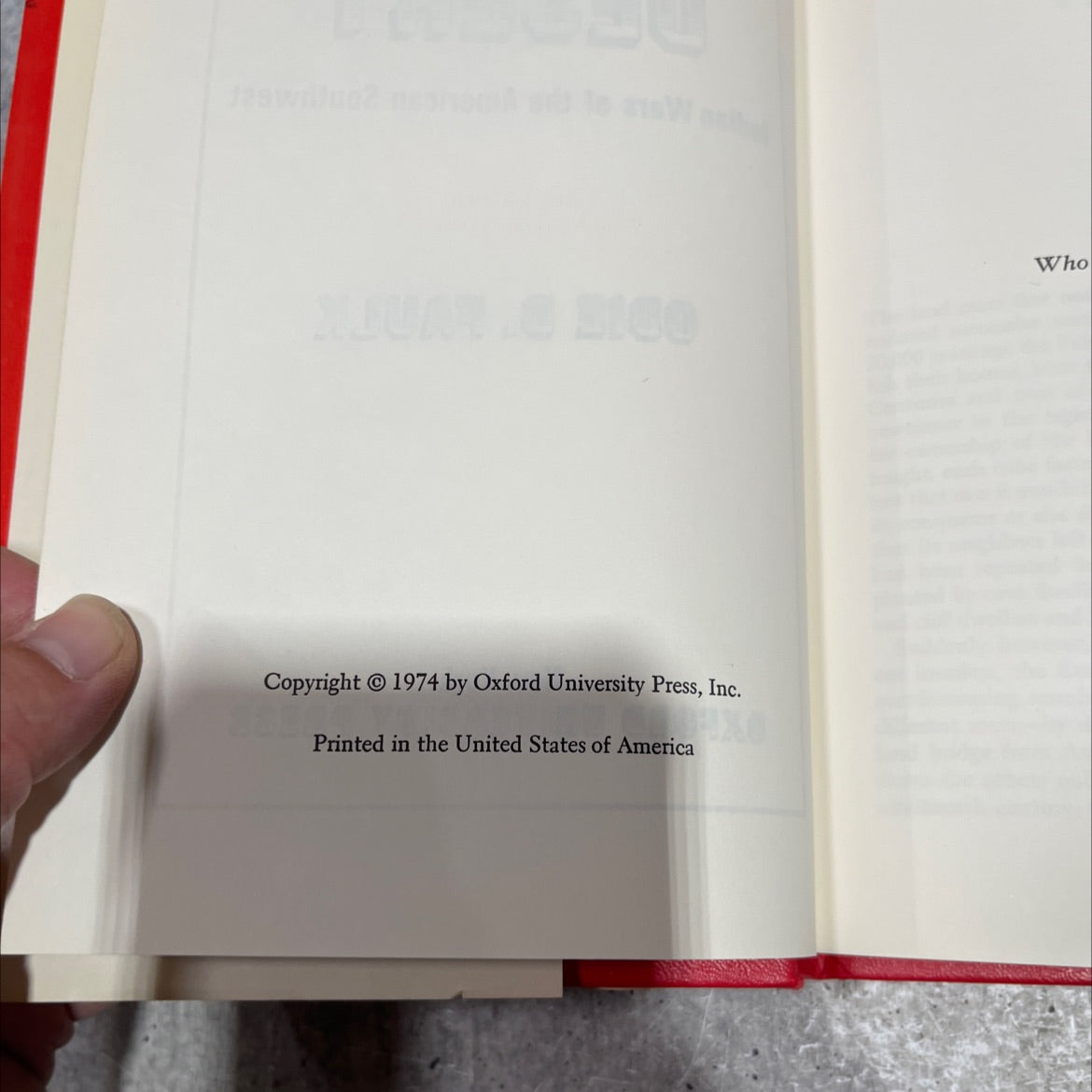 crimson desert indian wars of the american southwest book, by odie b. faulk, 1974 Hardcover image 3